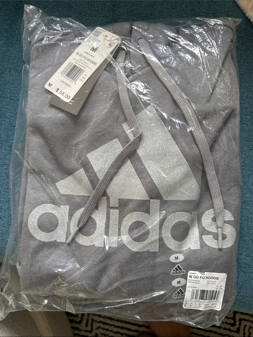 adidas Gray Logo Pullover Hoodie